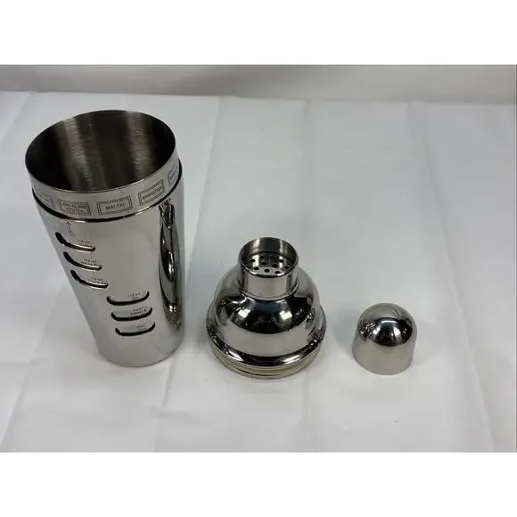Stainless Steel Cocktail Shaker Strainer With Dial Up Drink Recipes - Picture 5 of 10